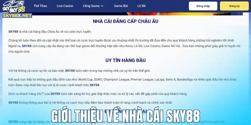Giới thiệu về nhà cái Sky88