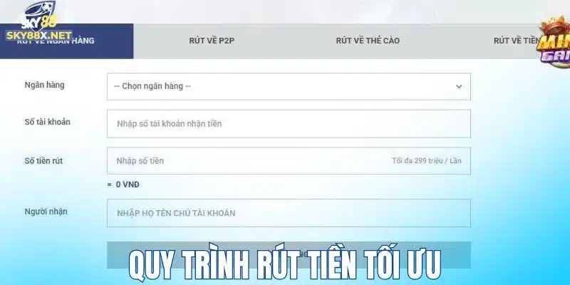 Rút tiền Sky88 cực đơn giản về tài khoản cá nhân